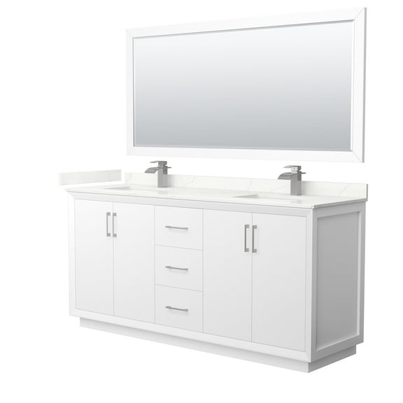 Wyndham Collection Wcf414172d-Qtz-Unsm70 Strada 72" Free Standing Double Basin Vanity Set
