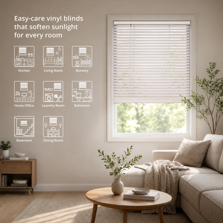 Cordless Light Filtering Mini Blind 47" x 64" White 2-Pack photo 3