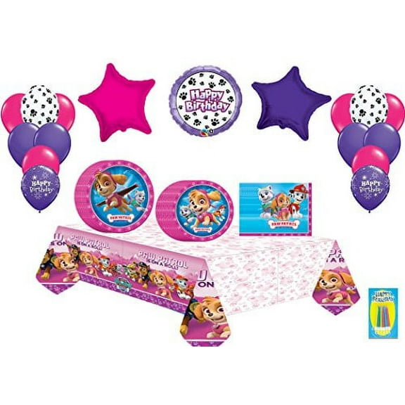 Spursgrl Table Cover Balloon Bouquet Plates Napkins Paw Patrol Girls Party Supply Set