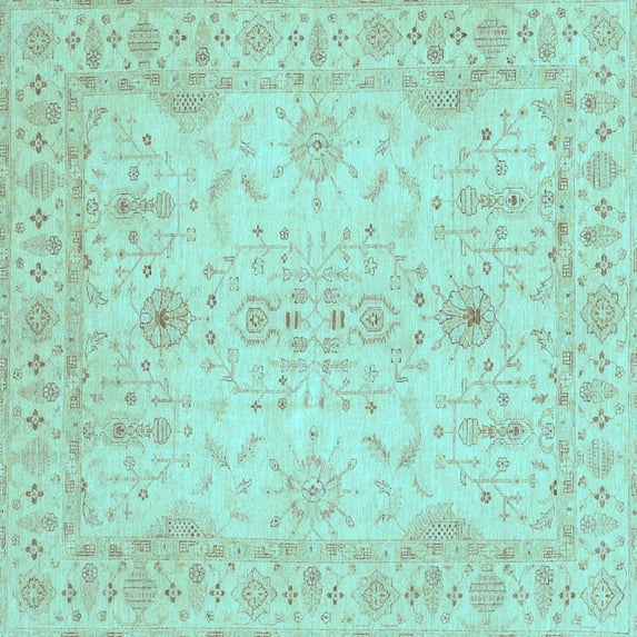 Ahgly Company Indoor Square Oriental Light Blue Traditional Area Rugs, 5' Square