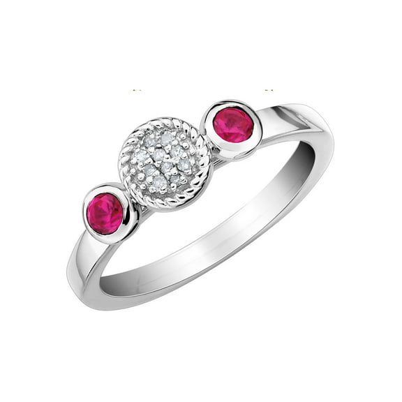 Lab Created Ruby Ring with Diamonds 1/3 Carat (Ctw) in Sterling Silver