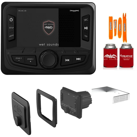 Wet Sounds WS-MC-20 2-Zone Media Center with WS-MC-20-FMK Flush Mount Kit for MC-20