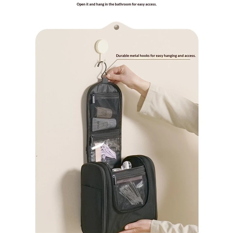 Xl-Kang Hanging Toiletry Bag for Women Travel Makeup Bag Organizer Toiletries Bag Men for Cosmetics Essentials Accessories (black)