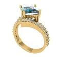 thumbnail image 2 of 2.3075 ctw Solitaire with Zirconia Diamond Accents Anniversary Ring for Women | Princess Cut Blue Moissanite | Hyperallergenic Solid 18K Yellow Gold, 2 of 5