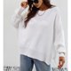 thumbnail image 2 of Pullover Sweater Splicing Seam Long Sleeve Loose Fashionable Split Hem Knit Sweater For Shopping Dating ANGGREK Ropa, 2 of 7
