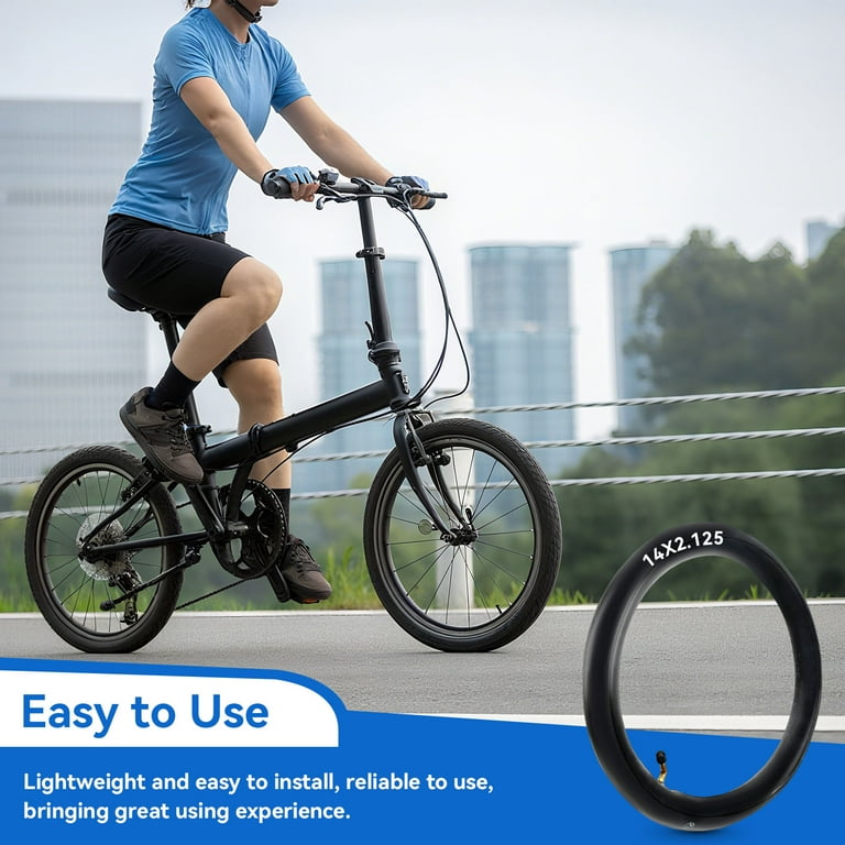 Tube de Vélo de 14 Pouces avec Valve d'angle, Intérieur en Caoutchouc