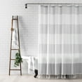 thumbnail image 6 of JOOJA Boho Shower Curtain with Tassel Farmhouse Stripe Bathroom Curtains, Gray, 72x72 inch, 6 of 8