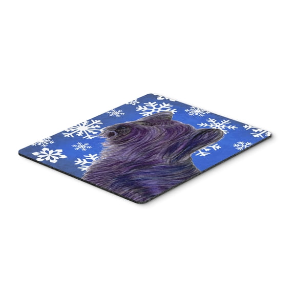 "Skye Terrier Winter Snowflakes Holiday Mouse Pad Hot Pad or Trivet"