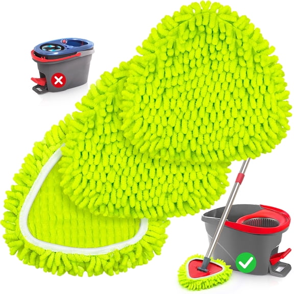 ZenClean Microfiber Mop Head Replacement 3 PCS Fit for EasyWring 1 Tank System (Green)