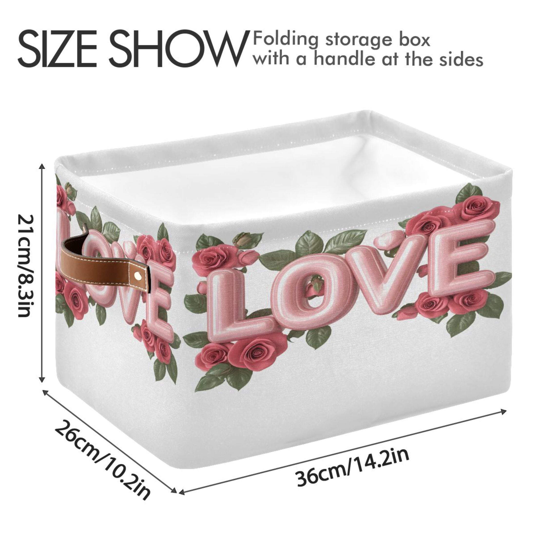 Ryvnso Valentine Day-a1 Storage Basket Large Bin Foldable Boxes Toys Organizer 14.2x10.2x8.3in 2 PCs