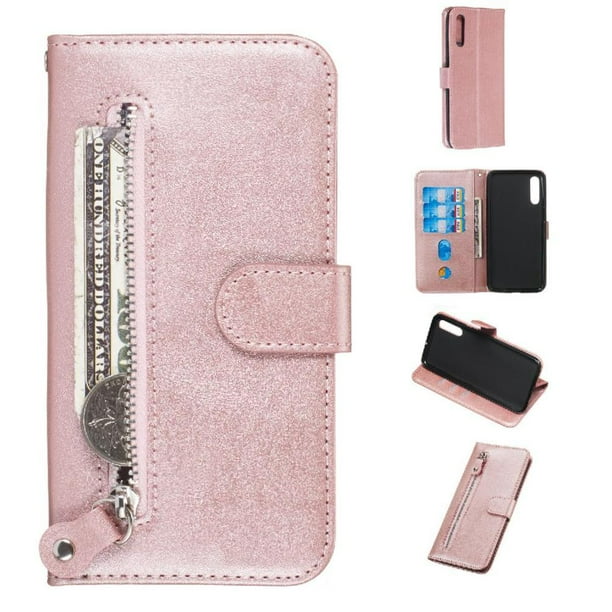 Estuche de Cuero PU con Cierre para Samsung Galaxy A50/A50S/A30S , Funda Protectora con Billetera y Correa