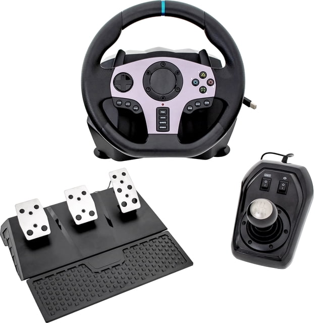 Volante de videojuegos Audiotek con pedales y palanca PS3 PS4 ONE PC