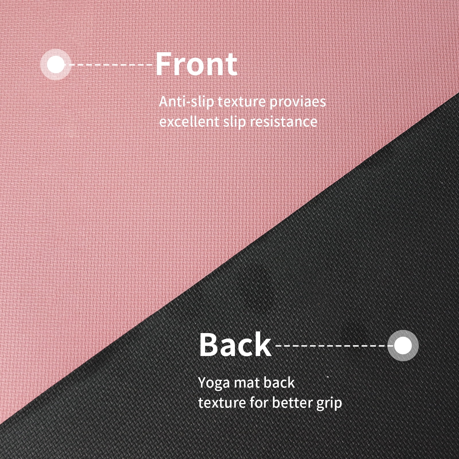 4W 10mm Thick Pink Yoga Mat- TPE Non-Slip Exercise Mats with Strap for Home Workout/Pilatesfor Women Men72"×26"(Pink+Black)