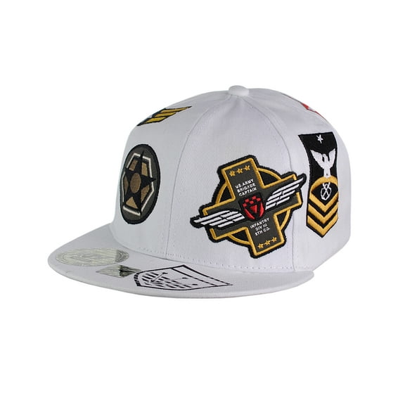 NYFASHION101 Embroidered U.S Army Emblem Flat Bill Adjustable Snapback Cap Hat, White