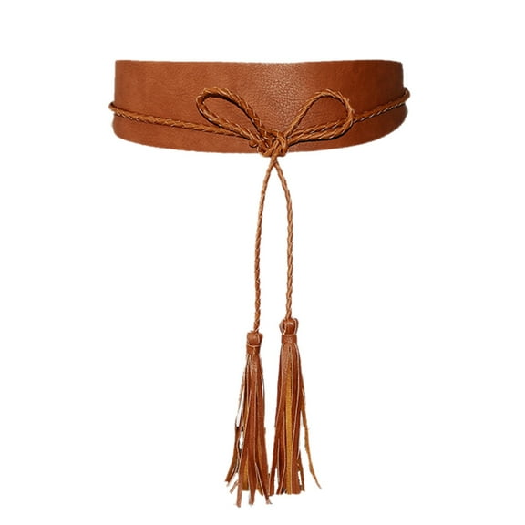 DRAFIDEEP 1Pc Wide Brown Pu Waist Belt For Women Accessory 53x2.7x0.04in