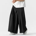 thumbnail image 2 of RYDCOT Men's Casual Solid Color Ultra Wide Skirt Pants Loose Outdoor Casual Straight Leg Wide Leg Pant Black, 2 of 5