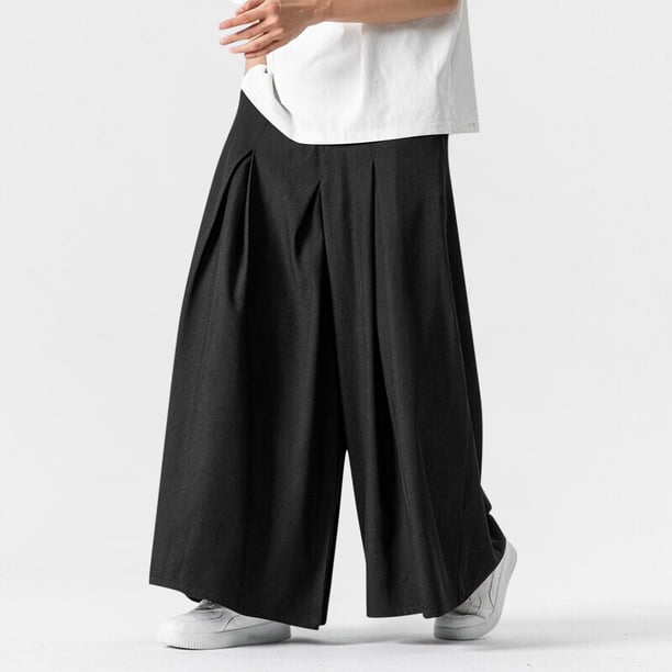 Ceisia Men's Gift Oversized Wide-Leg Maxi Pants Waist Pleats Drapey Casual Solid Multi-Color