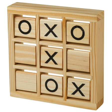 wooden tic tac toe game - fun travel games toys for kids children - 2 player handheld brain challenge game outdoor indoor brand perfect life