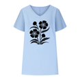 thumbnail image 4 of Linen Tops Womens Summer Tops Casual Short Sleeve Shirts for Women Casual Loose Tshirts Shirts Oversized Printed Tshirts My Items Ordered, 4 of 6