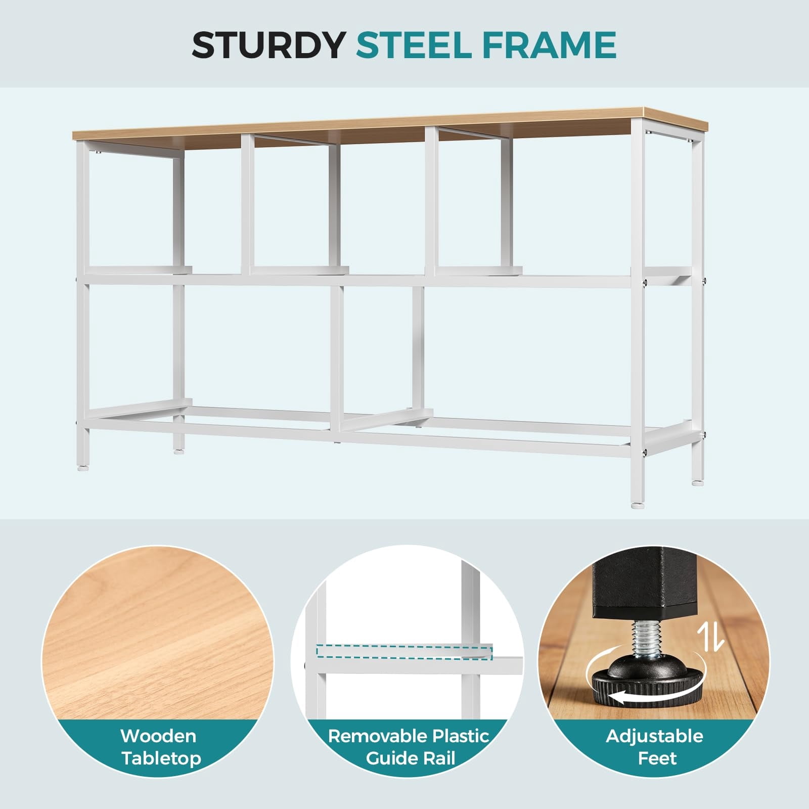Telyra 5-Drawer Fabric Dresser TV Stand Organizer with Wood Top and Metal Frame, Light Green