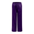thumbnail image 6 of TTUHYWXI Womens Wide Leg Pajama Pants Satin Silk Casual Loose Elastic Waist Lounge Pants Pj Bottoms (Purple, L), 6 of 6
