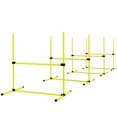thumbnail image 1 of Set of 4 Adjustable Dog Agility Training Jump Bars, 37" Wide Pet Exercise Kit with Safety Top Bar & Carrying Bag, Yellow Plastic Equipment for Backyard or Indoor Training, 1 of 7