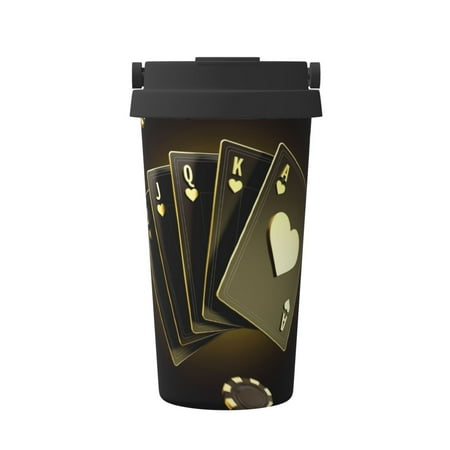 

Salouo Casino Cards 1 Print Coffee Travel Mug Spill Proof with Lid-Stainless Steel Vacuum Insulated Tumbler - Thermos Cup for Keep Hot/Ice Coffee Tea and Beer