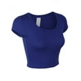 thumbnail image 2 of KOGMO Womens Short Sleeve Crop Top Solid Round Neck T Shirt, 2 of 7