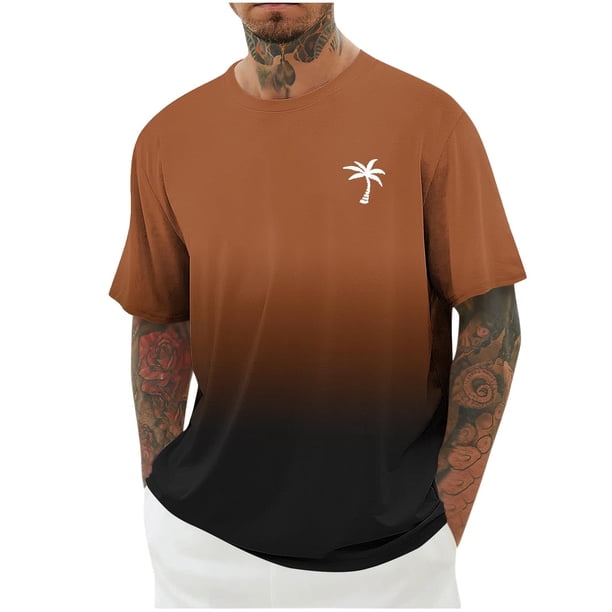 Camisas de Manga Larga para Hombres Imprimir Casual Cuello Redondo Blusa de Manga Corta, Camisas de Lino para Hombres