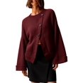 thumbnail image 2 of Womens Long Sleeve Cardigan Sweaters Button Down Knit Outerwear Oversized Chunky Open Front Coats, 2 of 6