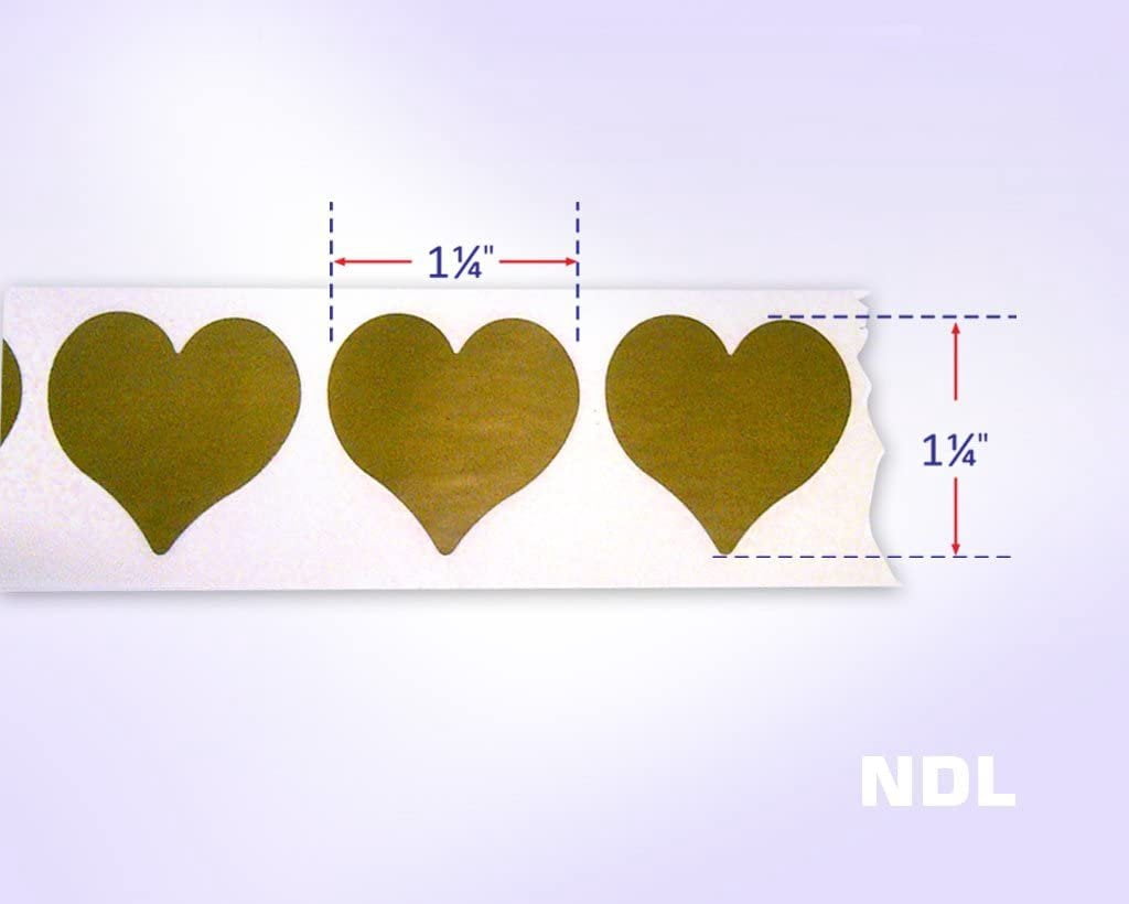 1-1/4 Heart Shape Gold - 500 Scratch Off Labels Stickers, Designed to Create Your own Scratch-Off Cards, Raffles, Promotions, Wedding, Fun, Games etc.