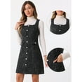 thumbnail image 2 of DARING DIVA Women's Tweed Square Neck A Line Pinafore Dresses L Black, 2 of 6