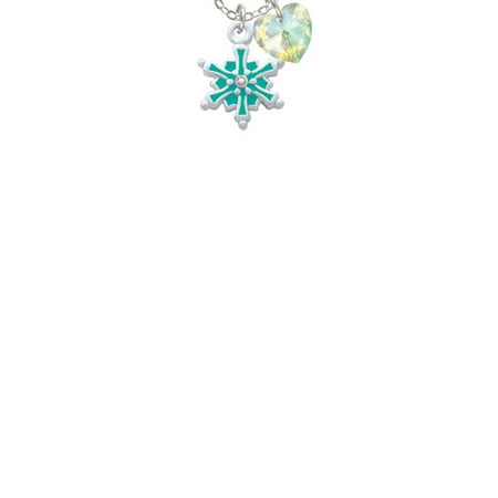 - Teal Snowflake with Clear Crystal - Clear AB Crystal Heart Sophia Necklace, 18