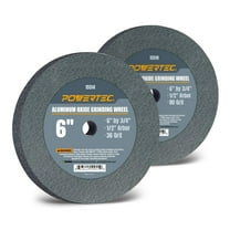 POWERTEC Bench Grinder Wheel 6 Inch 36 & 80 Grit, Aluminum Oxide Grinding Wheel for Bench and Pedestal Grinder, 3/4" Thick 1/2" Arbor, Sharpening & Shaping Drill Bits, Blade, Chisel, 2PK  (15546)