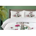thumbnail image 4 of Ambesonne Rose Duvet Cover Set, Romantic Sea Anchor, 2-Calking, Hot Pink Green Taupe, 4 of 7