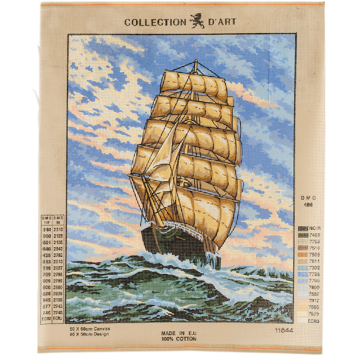 Collection D'Art Needlepoint Printed Tapestry Canvas, 60cm x 50cm