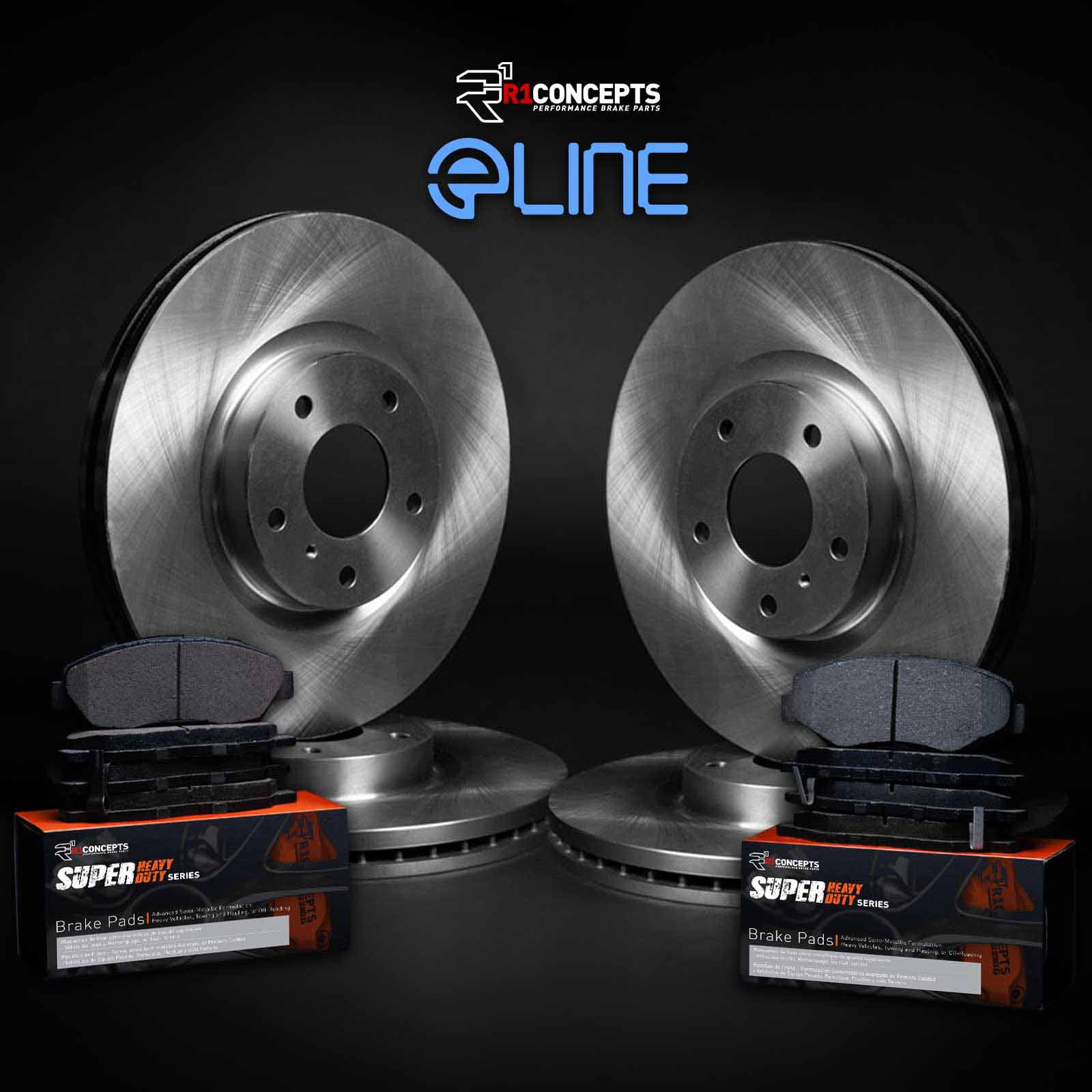 R1 Concepts WFXN2-40669 Front Rear Brakes and Rotors Kit Super Duty, (2) Brake Rotors, (2) Brake Drums