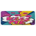 thumbnail image 1 of Kiss Kitchen Mat, Kiss Me Word Bubble in Pop Art Style Retro Colorful Dotted Backdrop with Pink Lips, Plush Decorative Kitchen Mat with Non Slip Backing, 47" X 19", Multicolor, by Ambesonne, 1 of 1