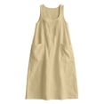 thumbnail image 7 of PRINxy Women's Sleeveless U Neck Linen Maxi Dress with Pockets Boho Flowy Long Dress for Summer Beach Vacation Daily Casual Wear Khaki S, 7 of 7