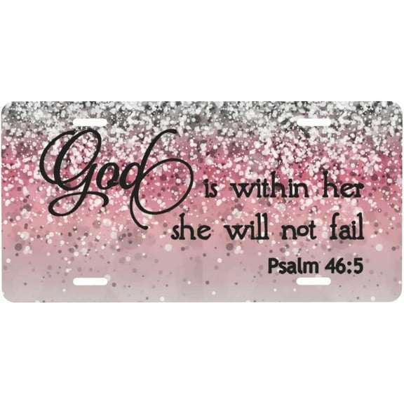 Blessed Gold and White Glitter Christian Religious Front License Plate Aluminum Decorative License Plates Funny Metal Car Plate 6"X12" Novelty Vanity Tag Cover with 4 Holes Car Decor Accessory