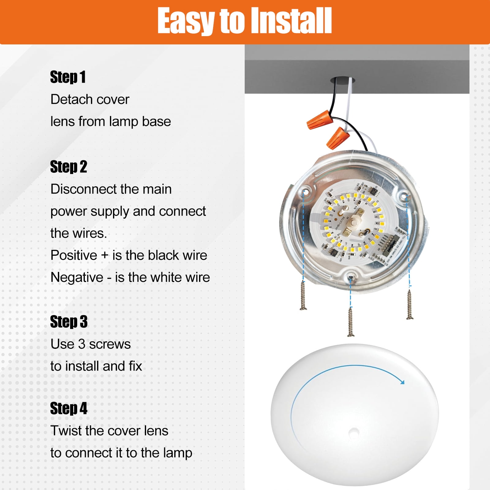 5CCT LED RV Dome Ceiling Lights, On/Off Switch, DC 12V Surface Mount Interior Puck Light for Slim Motorhome, Trailer, Boat, Camper Lighting, 5W, 2700K/3000K/3500K/4000K/5000K, 4.5 Inch, 6 Pack
