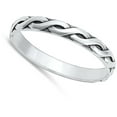 thumbnail image 4 of Braided Cuban Chain Link Ring .925 Sterling Silver Band Jewelry Female Male Unisex Size 5, 4 of 4
