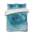 thumbnail image 2 of Marble Teal Blue King Size Down Alternative Comforter,Lightweight Comforter Quilt Bedding Set with Pillow Shams Modern Rose Floral Ink Art Silver Lines All Seasons Bed Comforter Duvet Insert 96"x106", 2 of 7