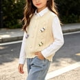 thumbnail image 4 of Cethrio Girls Sweater Vests, Sleeveless Buttons Knitted Stretchy Fall Winter Clothing Beige Size 7-8 T, 4 of 8