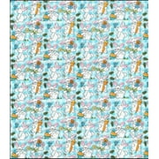 44 x 36 Easter Bunnies on Light Blue Plaid Fabric Traditions 100% Cotton