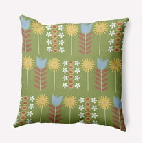 Simply Daisy 18-inch Square Daisy May's Garden Polyester Indoor Pillow, Apple Green Qty 1