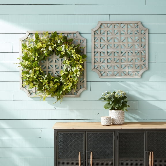 Melrose Woven Wooden Square Wall Hangings - 33.25" - Set of 2