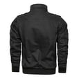 thumbnail image 5 of YAYUBA Men's Casual Military Jacket Stand Collar Jackets Coats Cotton Bomber Jackets with Shoulder Straps,Black,XXXXL, 5 of 5
