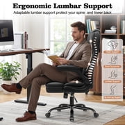 STACOO Executive Leather Office Chair, Ergonomic High-back Home Office Desk Chair with Adjustable Armrest and Lumbar Support, Black