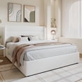 thumbnail image 6 of Amolife Full Size Velvet Lift up Hydraulic Storage Platform Bed Frame with Upholstered Wingback Headboard, White, 6 of 13